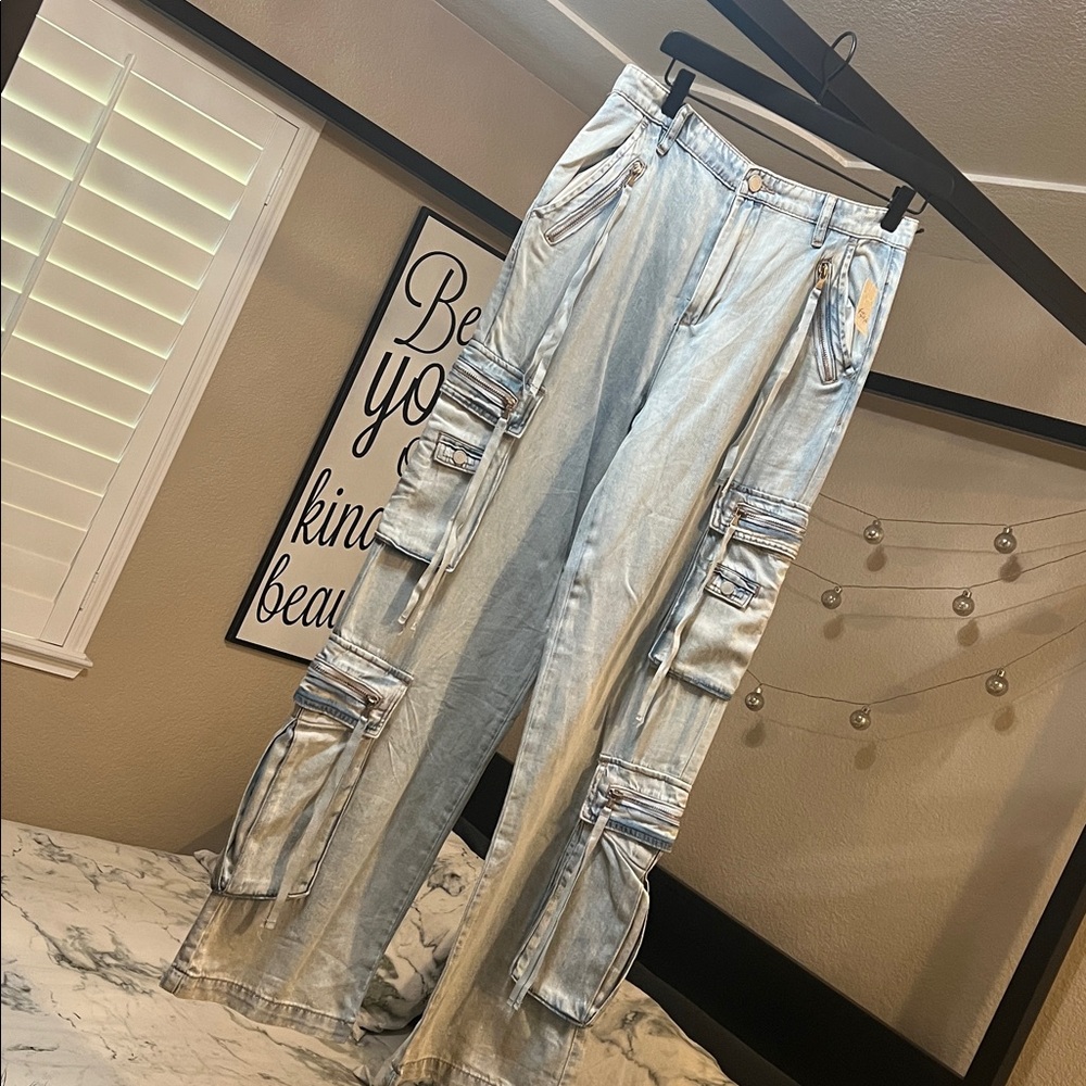 Blank NYC Light Blue Cargo Jeans